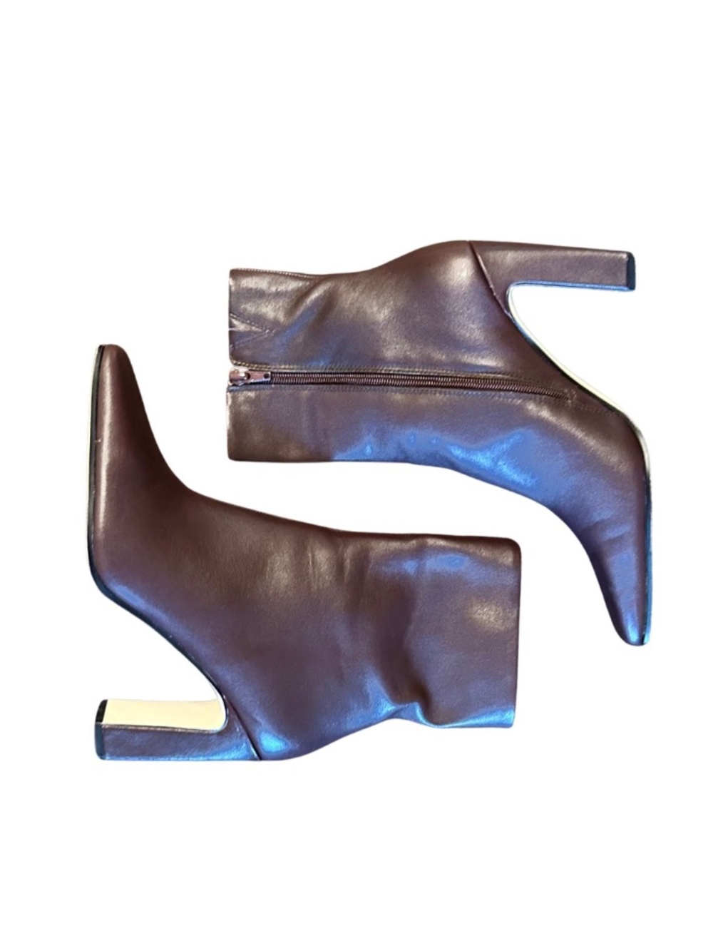 STEVE MADDEN Chocolate Brown Leather Square Toe Ankle Boot SIZE 10